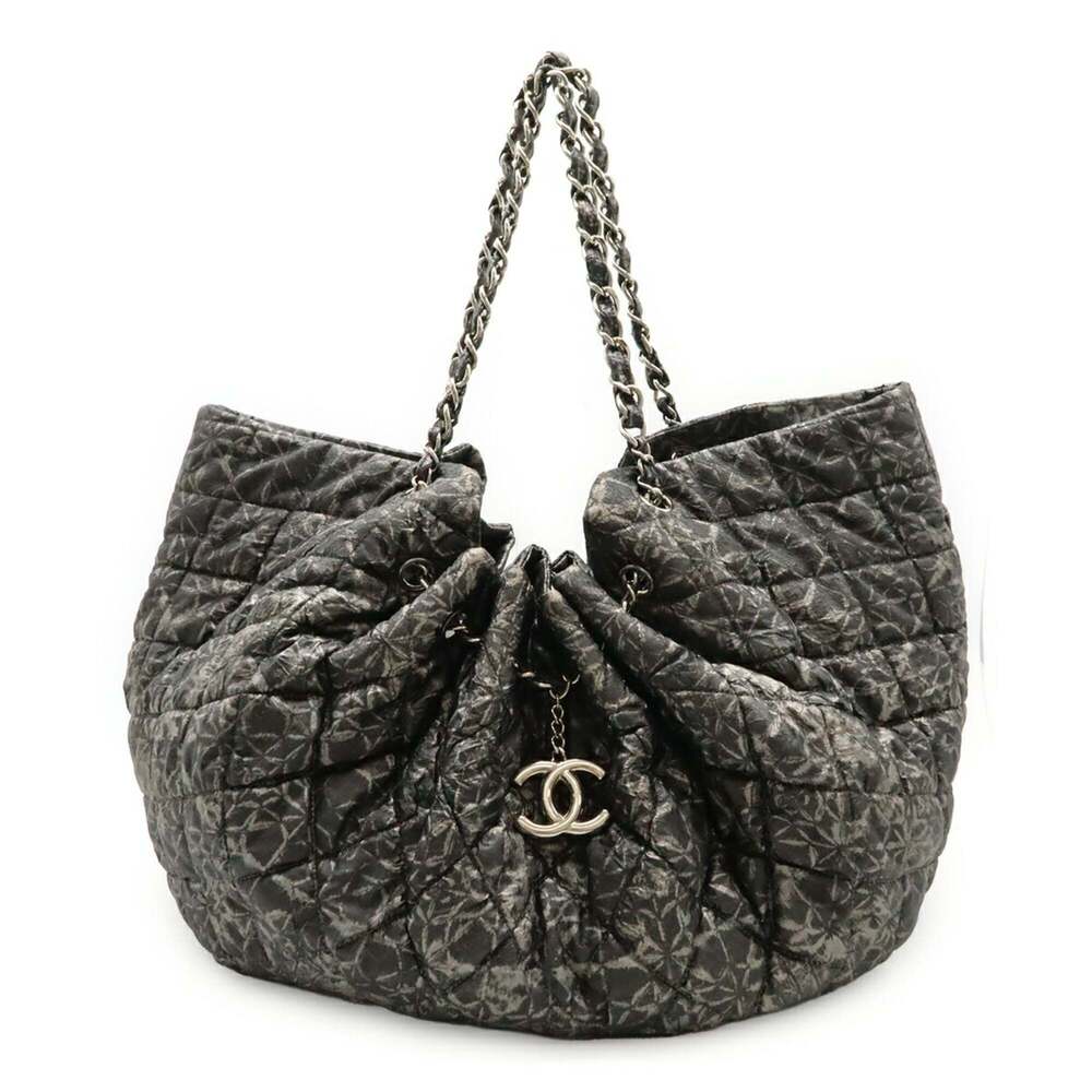 CHANEL Gray Logo Shoulder Bag